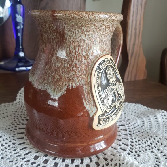 Kansas City Renaissance Festival 2009 Brown Hand Thrown Coffee Mug Cup Grey Fox - Picture 2 of 11